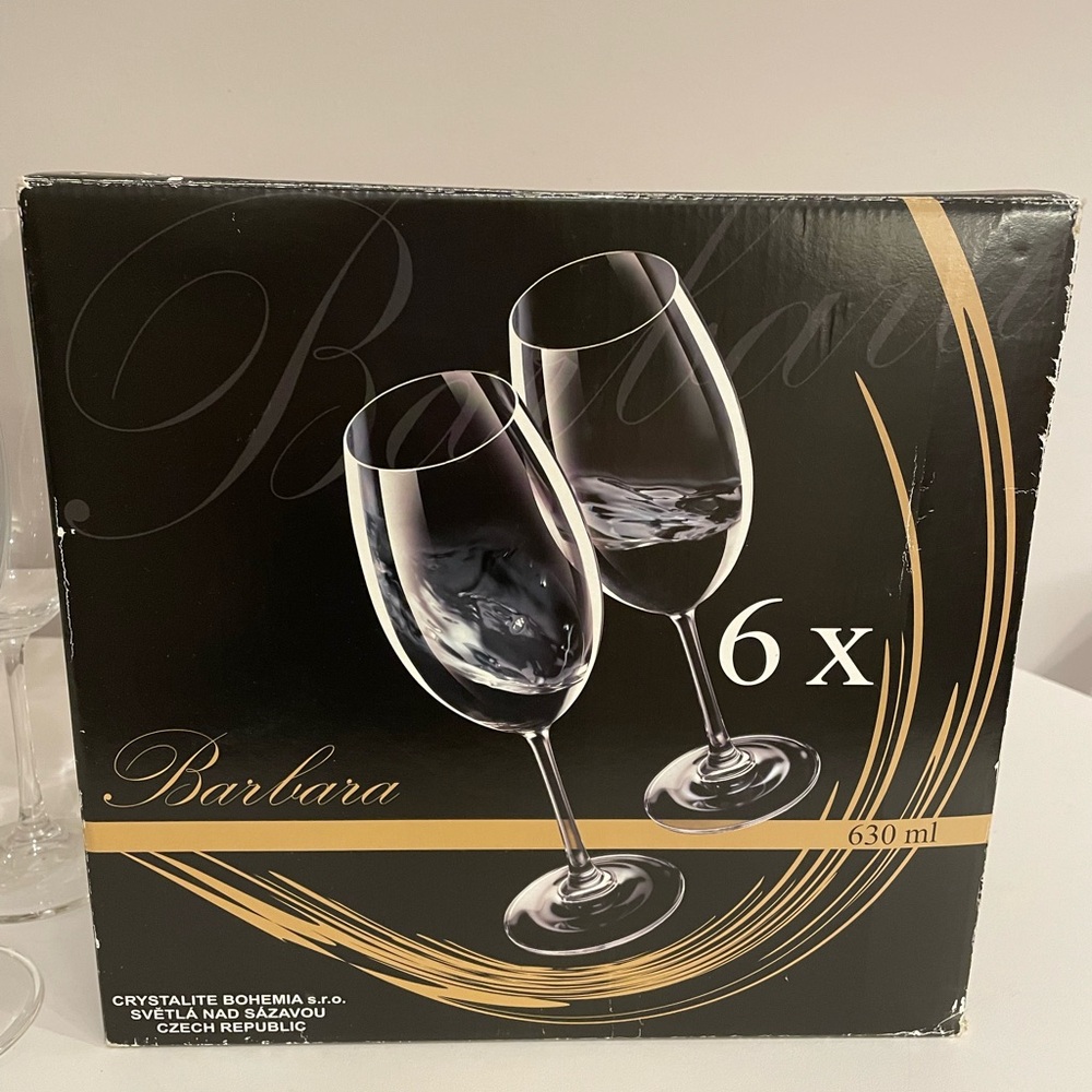 ⬇️Price Drop⬇️ Bohemian Crystal Wine Glasses Set of 6 NIB *see description*